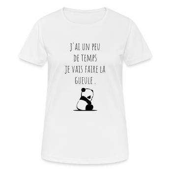 j'ai un peu de temps je vais faire la gueule - T-shirt respirant Femme - blanc - Devant - AI Model Female 172 dark (172cm)