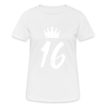 16 Zahl Krone - Frauen T-Shirt atmungsaktiv - Weiß - Vorne - AI Model Female 172 dark (172cm)