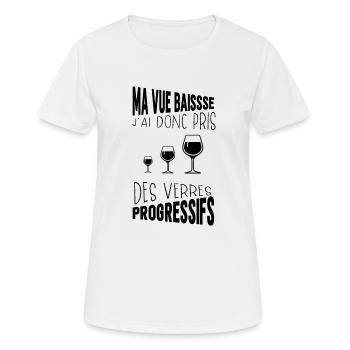Ma vue baisse j'ai pris des verres progressifs - T-shirt respirant Femme - blanc - Devant - AI Model Female 172 dark (172cm)