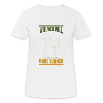 Pferd Pferderennen Pferdespruch Hengst - Frauen T-Shirt atmungsaktiv - Weiß - Vorne - AI Model Female 172 dark (172cm)