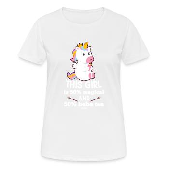 Unicorn Mädchen Phantasie Pferd - Frauen T-Shirt atmungsaktiv - Weiß - Vorne - AI Model Female 172 dark (172cm)