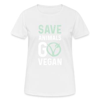 Animal welfare vegan - Women's Breathable T-Shirt - white - Front - AI Model Female 172 dark (172cm)