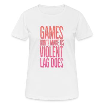 Les jeux ne nous rendent pas violents, le décalage si. - T-shirt respirant Femme - blanc - Devant - AI Model Female 172 dark (172cm)