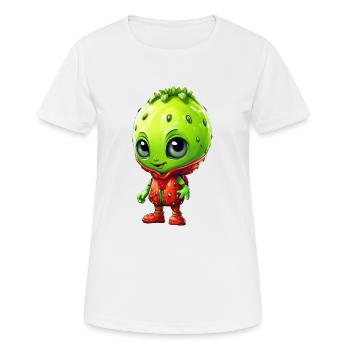 Kawaii Alien Strawberry: Extraterrestre mignon - T-shirt respirant Femme - blanc - Devant - AI Model Female 172 dark (172cm)