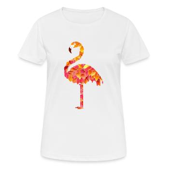Flamingo aus Herbstblättern - Frauen T-Shirt atmungsaktiv - Weiß - Vorne - AI Model Female 172 dark (172cm)