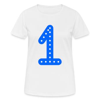 1. 1 AN. 1er ANNIVERSAIRE. ANNIVERSAIRE 1 AN - T-shirt respirant Femme - blanc - Devant - AI Model Female 172 dark (172cm)