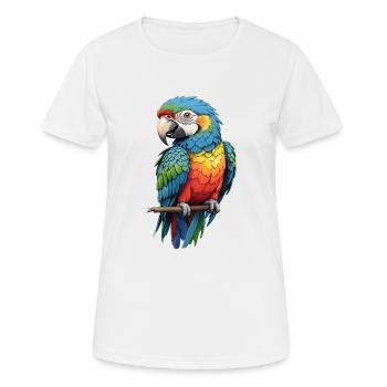 Mode Ara colorée : Exotique Chic - T-shirt respirant Femme - blanc - Devant - AI Model Female 172 dark (172cm)