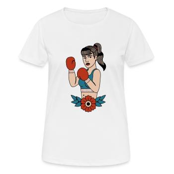 Boxer with flower - Women's Breathable T-Shirt - white - Front - AI Model Female 172 dark (172cm)