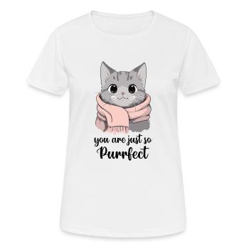 Tu es tellement parfait. Chat mignon portant une écharpe - T-shirt respirant Femme - blanc - Devant - AI Model Female 172 dark (172cm)