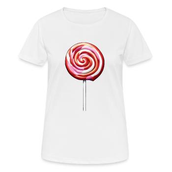 Sucette / Sucette / Bonbons / Lécher / Mignon - T-shirt respirant Femme - blanc - Devant - AI Model Female 172 dark (172cm)