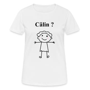 Fais moi un câlin - T-shirt respirant Femme - blanc - Devant - AI Model Female 172 dark (172cm)