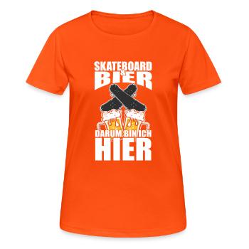 Drôle De Dire Skateboard Bière - T-shirt respirant Femme - orange néon - Devant - AI Model Female 172 dark (172cm)