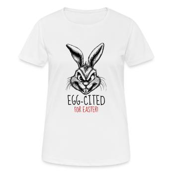 düsterer Hase - „Egg-cited for Easter!“ - Frauen T-Shirt atmungsaktiv - Weiß - Vorne - AI Model Female 172 dark (172cm)