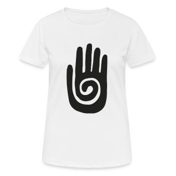 Chaman - Main de Guérison & Symbole de Protection - Noir - T-shirt respirant Femme - blanc - Devant - AI Model Female 172 dark (172cm)