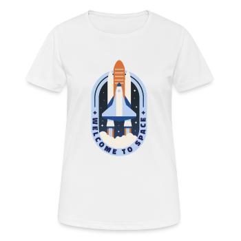 Willkommen im Weltraum Willkommen im Weltraum Gesc - Frauen T-Shirt atmungsaktiv - Weiß - Vorne - AI Model Female 172 dark (172cm)
