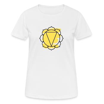 CHAKRA Manipura - Frauen T-Shirt atmungsaktiv - Weiß - Vorne - AI Model Female 172 dark (172cm)