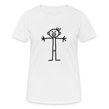 Strichmännchen offenene Arme - Frauen T-Shirt atmungsaktiv - Weiß - Vorne - AI Model Female 172 dark (172cm)