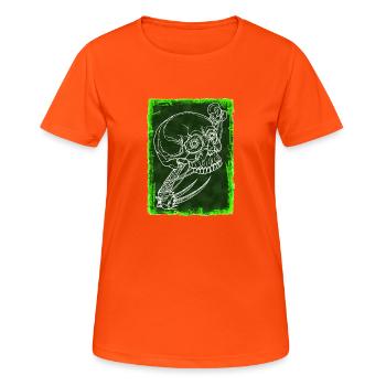 Schädel - Frauen T-Shirt atmungsaktiv - Neonorange - Vorne - AI Model Female 172 dark (172cm)