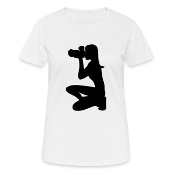Photographe Féminin - T-shirt respirant Femme - blanc - Devant - AI Model Female 172 dark (172cm)