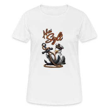 Ahoy Sylt Seagull avec ancre - T-shirt respirant Femme - blanc - Devant - AI Model Female 172 dark (172cm)