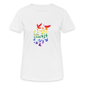 liefde is liefde,regenbogen,tauben,vögel - Frauen T-Shirt atmungsaktiv - Weiß - Vorne - AI Model Female 172 dark (172cm)