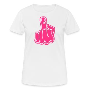 Majeur doigt Moyen 1c - T-shirt respirant Femme - blanc - Devant - AI Model Female 172 dark (172cm)