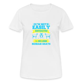 Nubische Ziegenablenkung: Das Bauerndilemma - Frauen T-Shirt atmungsaktiv - Weiß - Vorne - AI Model Female 172 dark (172cm)