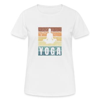 Yoga Strech Sport Lotus Atmung Crunge Effekt - Frauen T-Shirt atmungsaktiv - Weiß - Vorne - AI Model Female 172 dark (172cm)