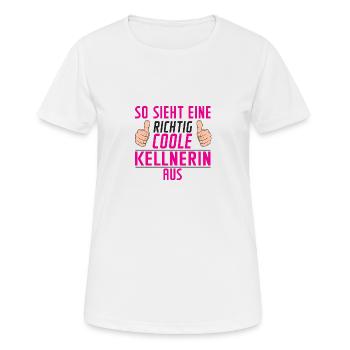 Kellnerin | lustig Spruch | kellnern | Bedienung - Frauen T-Shirt atmungsaktiv - Weiß - Vorne - AI Model Female 172 dark (172cm)