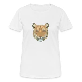 Tiger Polygon farbig – International Tiger Day - Frauen T-Shirt atmungsaktiv - Weiß - Vorne - AI Model Female 172 dark (172cm)