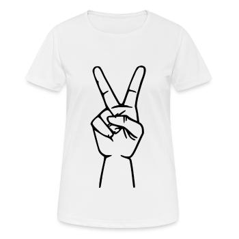 Peace sign victory sign hand - Women's Breathable T-Shirt - white - Front - AI Model Female 172 dark (172cm)