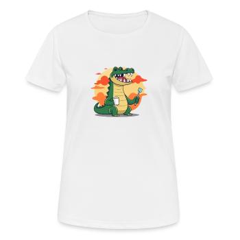 Hygiène dentaire crocodile - T-shirt respirant Femme - blanc - Devant - AI Model Female 172 dark (172cm)