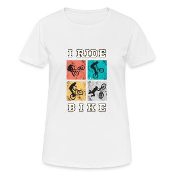 Ride my Bike cool en disant biker vintage cadeau - T-shirt respirant Femme - blanc - Devant - AI Model Female 172 dark (172cm)