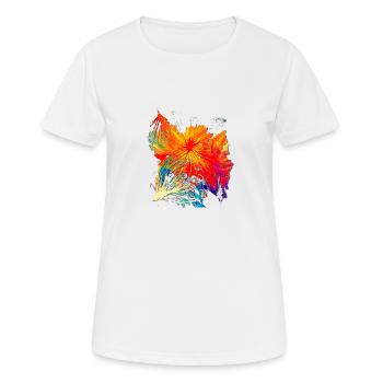 "Sylvester" Acryl Paint 41 by Marco Eckenbrecht - Women's Breathable T-Shirt - white - Front - AI Model Female 172 dark (172cm)