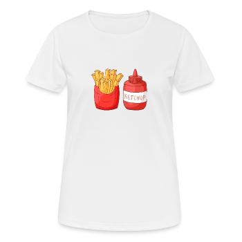 French Fries Pommes Frites Ketchup - Frauen T-Shirt atmungsaktiv - Weiß - Vorne - AI Model Female 172 dark (172cm)