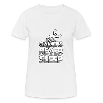GAMERS NEVER SLEEP + DNA - Gaming - Women's Breathable T-Shirt - white - Front - AI Model Female 172 dark (172cm)