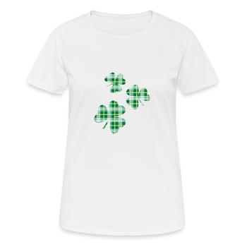 3 St. Patrick's Day Irish Tartan Kleeblätter - Frauen T-Shirt atmungsaktiv - Weiß - Vorne - AI Model Female 172 dark (172cm)