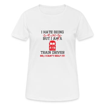 Les conducteurs, les conducteurs de train, train, métro, ICE, train - T-shirt respirant Femme - blanc - Devant - AI Model Female 172 dark (172cm)