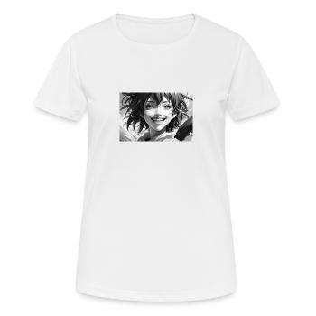 DreamShaper sourire fou noir blanc - T-shirt respirant Femme - blanc - Devant - AI Model Female 172 dark (172cm)
