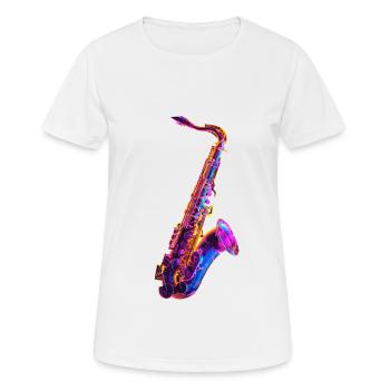 Saxophon - Frauen T-Shirt atmungsaktiv - Weiß - Vorne - AI Model Female 172 dark (172cm)