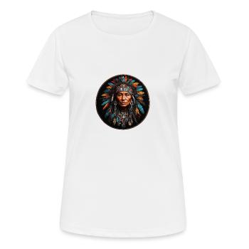 American Native with colorful feather headdress - Women's Breathable T-Shirt - white - Front - AI Model Female 172 dark (172cm)