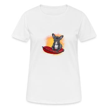 Frenchie Kissen - Frauen T-Shirt atmungsaktiv - Weiß - Vorne - AI Model Female 172 dark (172cm)