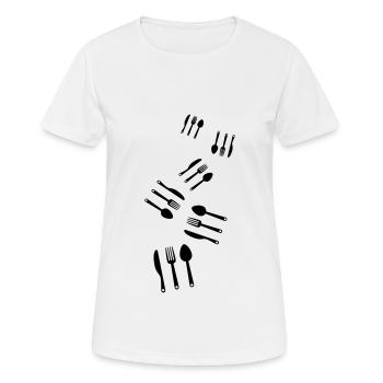 Fork cutlery - Women's Breathable T-Shirt - white - Front - AI Model Female 172 dark (172cm)