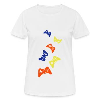Gamepad Symbol Controller Bunt - Frauen T-Shirt atmungsaktiv - Weiß - Vorne - AI Model Female 172 dark (172cm)