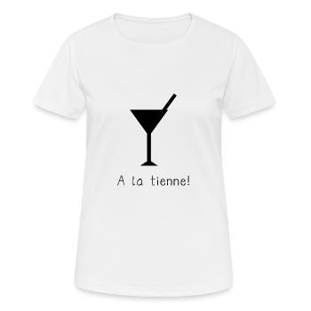 VERRE. APÉRITIF. BARBECUE. VACANCES. VOYAGE. FÊTE. - T-shirt respirant Femme - blanc - Devant - AI Model Female 172 dark (172cm)