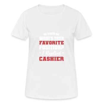 Lieblingsposition Fleißiges Personal Geschenk - Frauen T-Shirt atmungsaktiv - Weiß - Vorne - AI Model Female 172 dark (172cm)