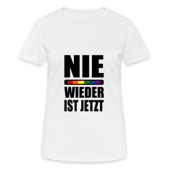 Nie wieder ist jetzt - Frauen T-Shirt atmungsaktiv - Weiß - Vorne - AI Model Female 172 dark (172cm)