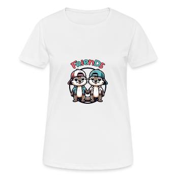 Deux copains loutres mignons copains pour toujours - T-shirt respirant Femme - blanc - Devant - AI Model Female 172 dark (172cm)