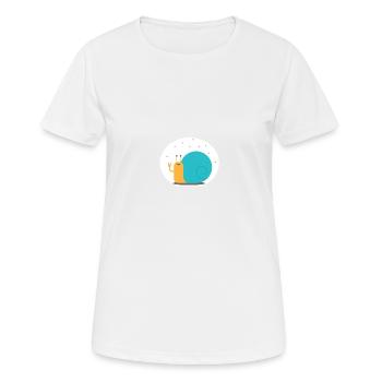 Lustige Schnecke cooles Tierchen blau gelb weiss - Frauen T-Shirt atmungsaktiv - Weiß - Vorne - AI Model Female 172 dark (172cm)