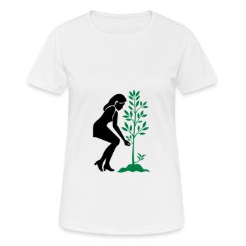 Einpflanzen Naturschutz Baum - Frauen T-Shirt atmungsaktiv - Weiß - Vorne - AI Model Female 172 dark (172cm)